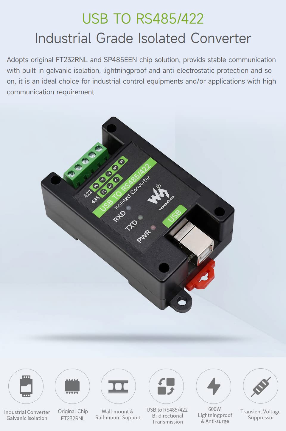 waveshare-usb-zu-rs485-422-isolierter-konverter-industrie image 3