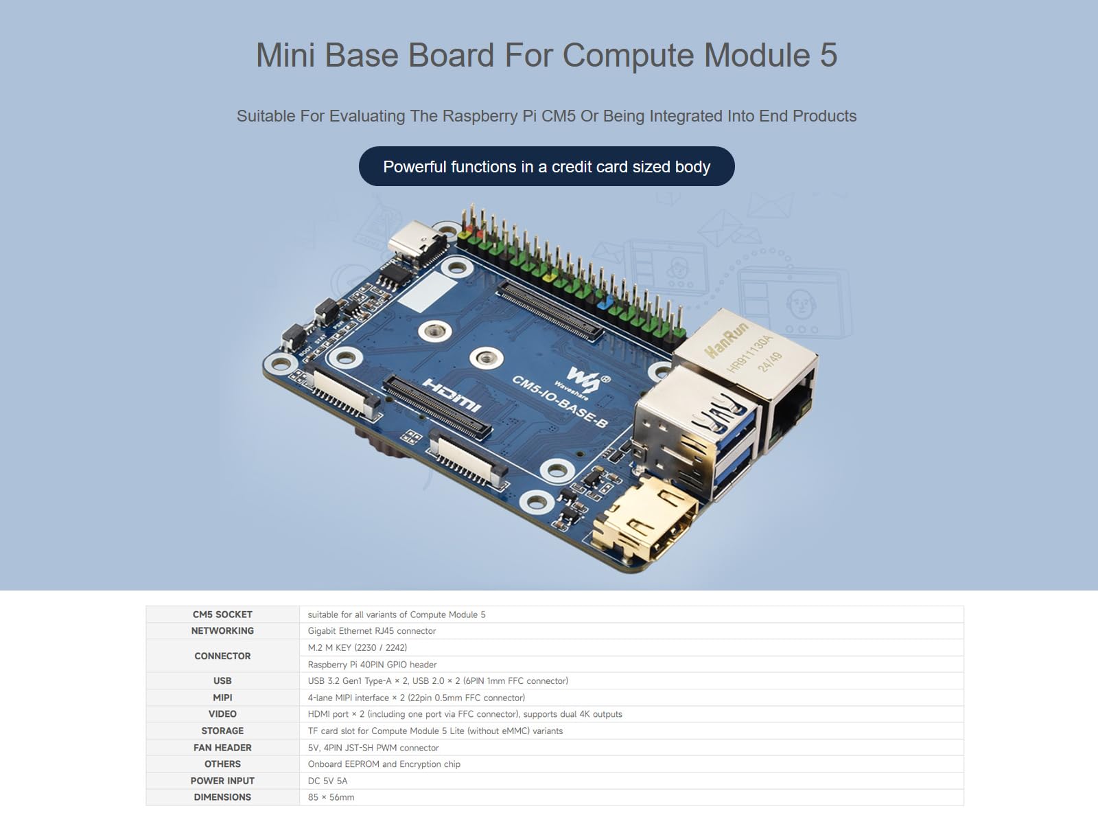 waveshare-mini-base-board-b-f-r-raspberry-pi-cm5-lite-emmc-gigabit-eth-m-2-hdmi image 2