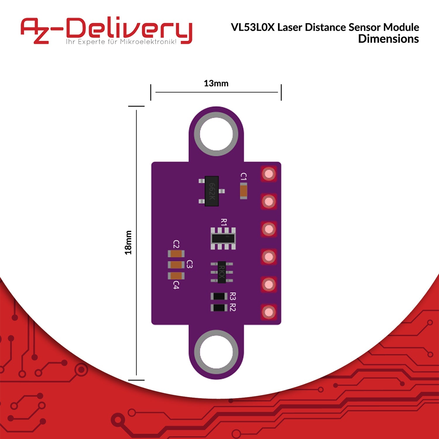 az-delivery-vl53l0x-time-of-flight-laser-abstandssensor-modul image 2