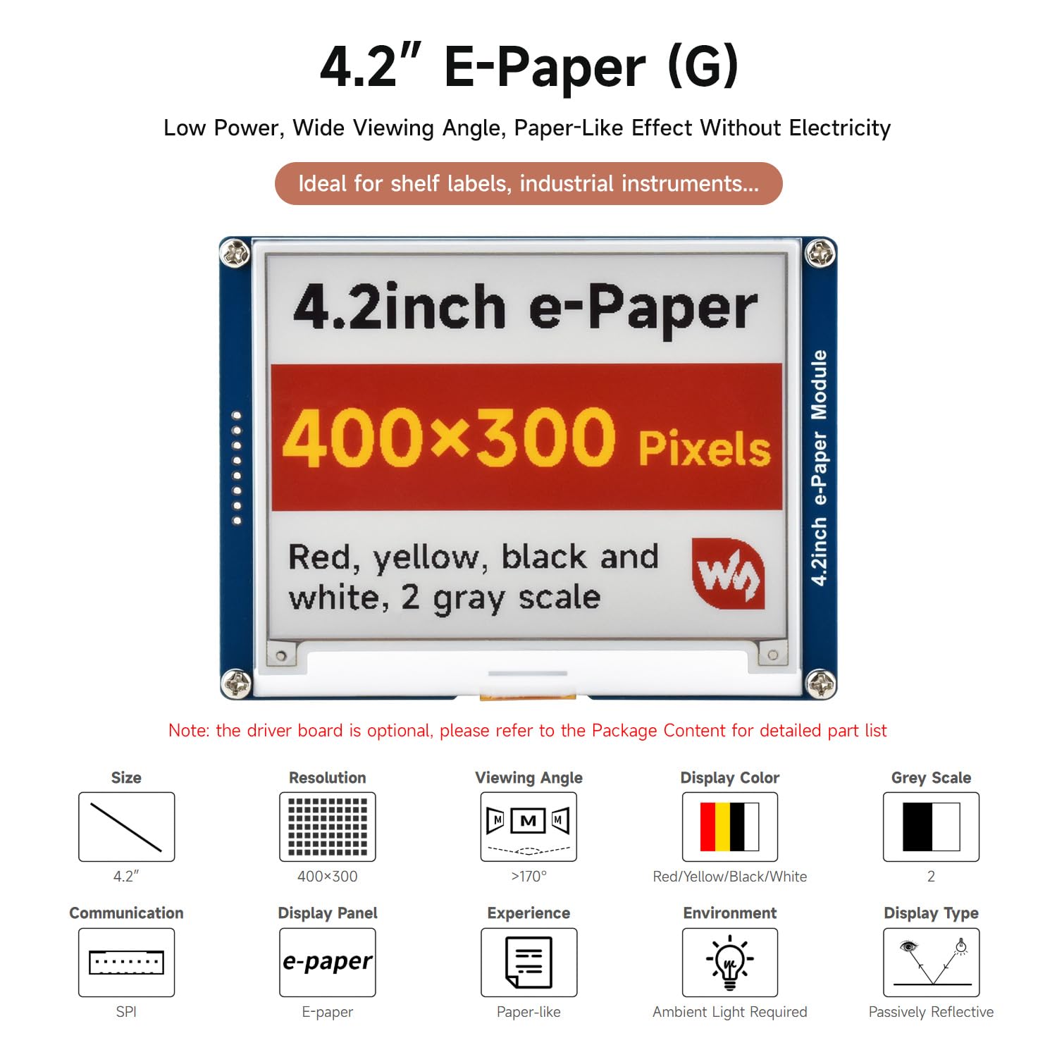 waveshare-4-2-zoll-e-paper-display-g-e-ink-raw-400x300-rot-gelb-schwarz-wei-ohne image 3