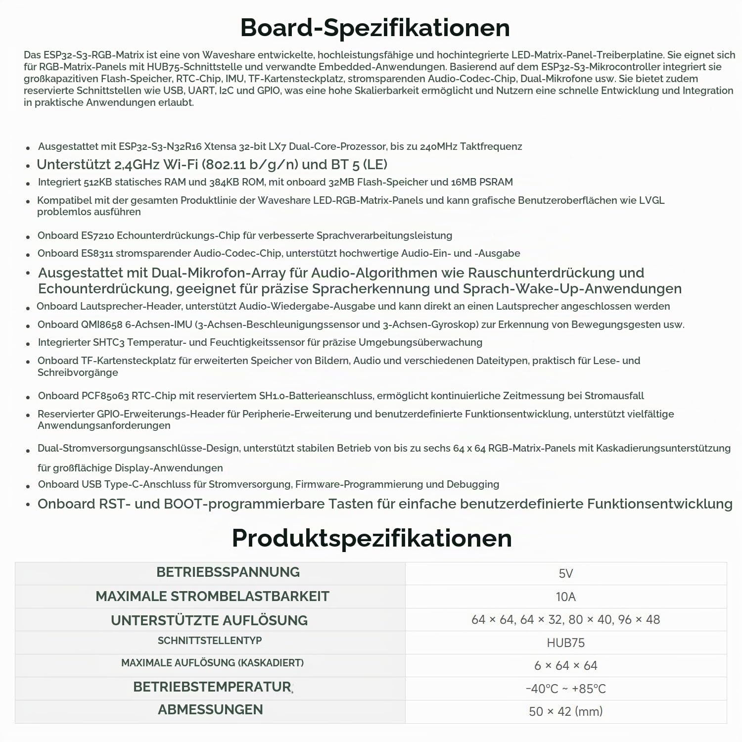 waveshare-esp32-s3-rgb-matrix-treiberboard-mit-dual-mikrofon-array-f-r-wi-fi-led image 4