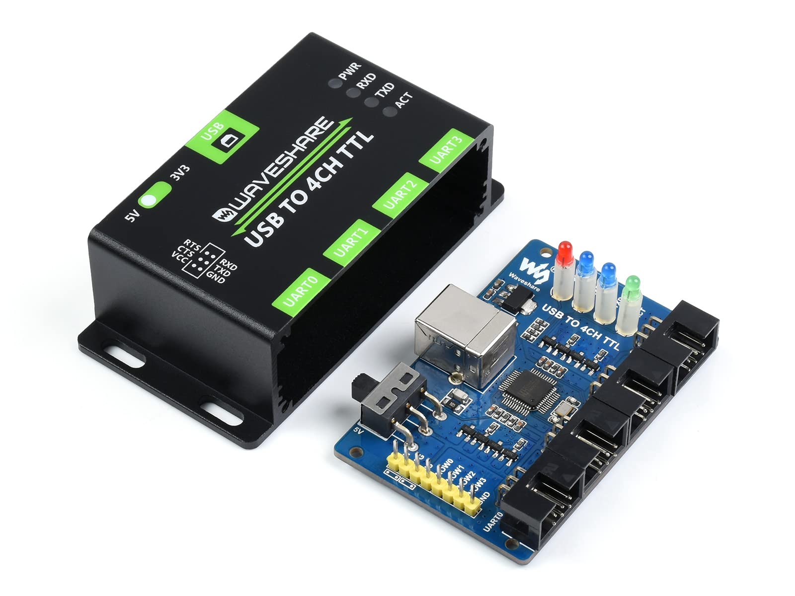 waveshare-industrial-usb-to-4ch-ttl-konverter-usb-auf-uart-mehrfachschutz image 2