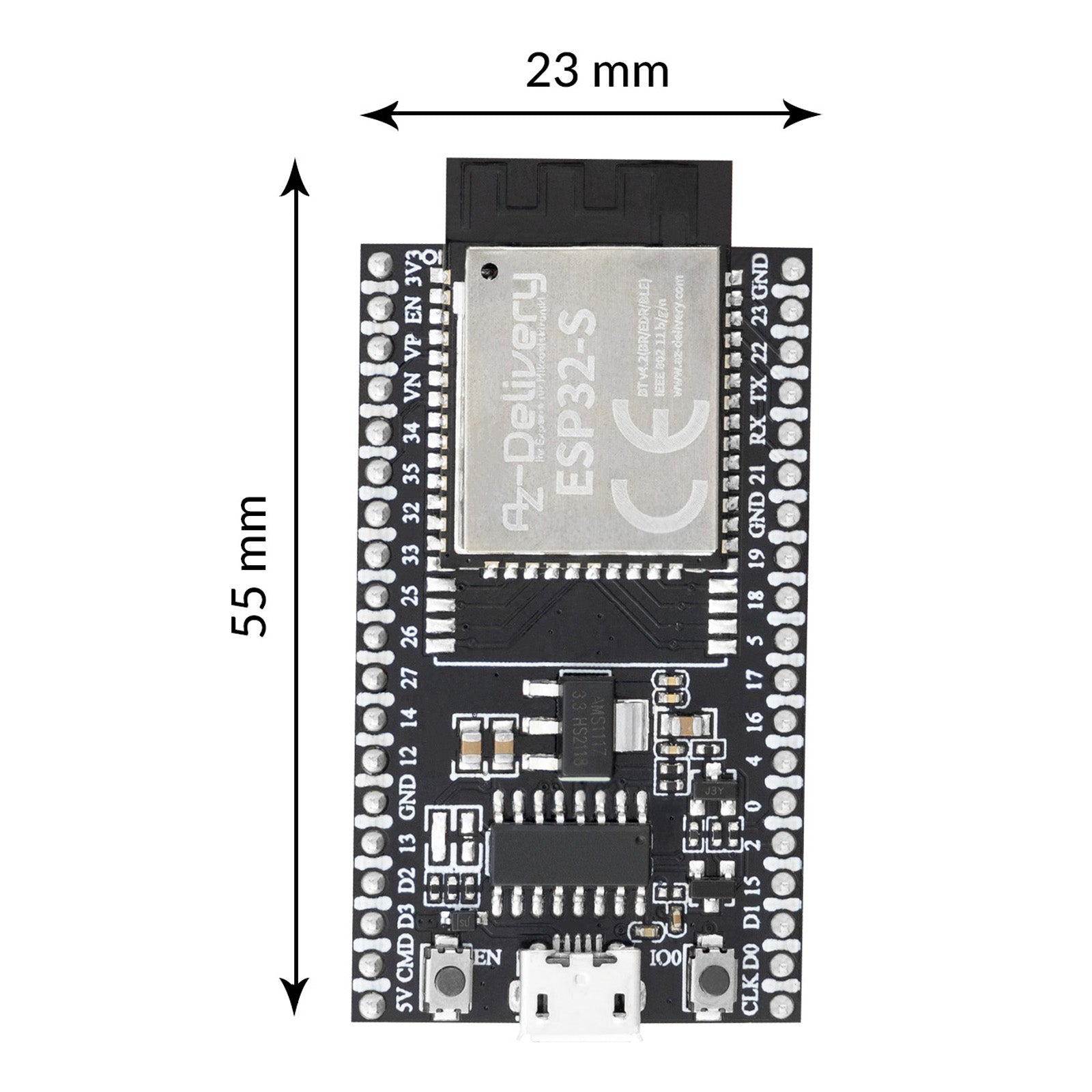 az-delivery-esp32s-dev-kit-c-v4-nodemcu-wlan-development-board-rev-3-mit-ch340 image 3