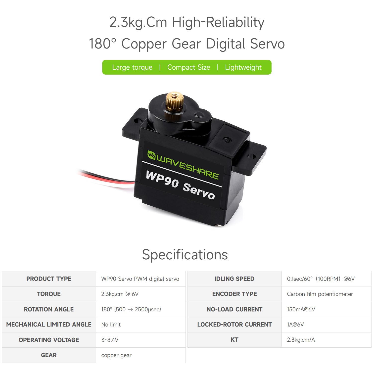 waveshare-wp90-digital-servo-180-2-3-kg-cm-kupfergetriebe-f-r-roboter image 3