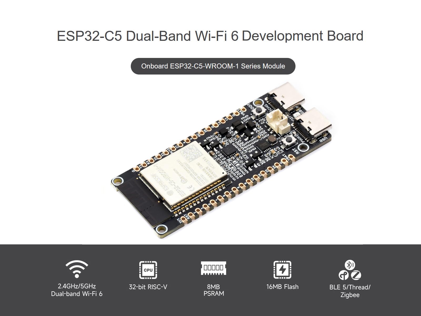 waveshare-esp32-c5-dual-band-wi-fi-6-entwicklungsboard-16mb-flash-8mb-psram image 2