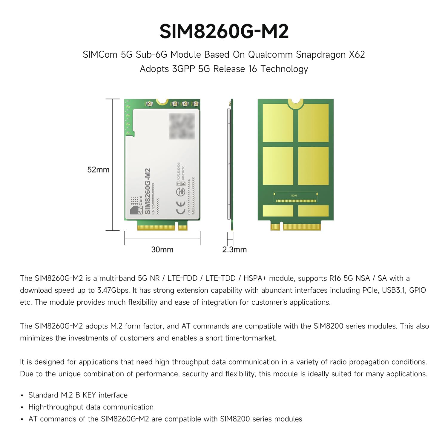 waveshare-sim8260g-m2-simcom-5g-sub-6g-modul-snapdragon-x62-m-2 image 3