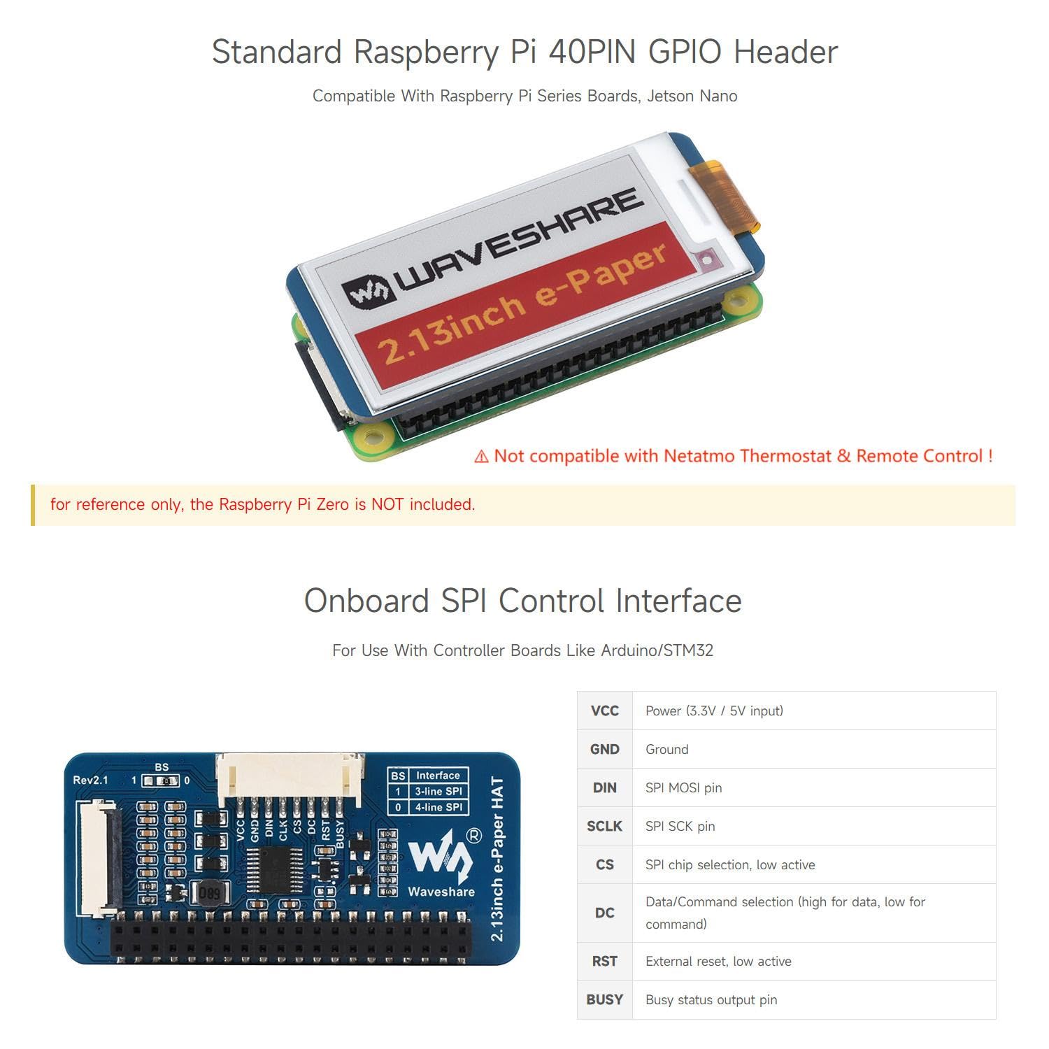waveshare-2-13-zoll-e-paper-hat-g-e-ink-display-250x122-f-r-raspberry-pi image 5