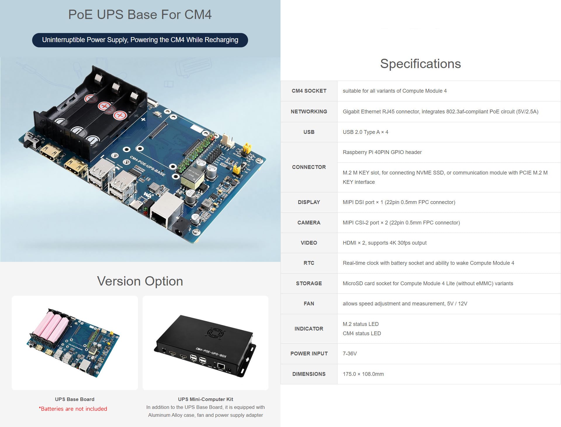 waveshare-poe-ups-base-board-f-r-raspberry-pi-compute-module-4-dual-hdmi image 3