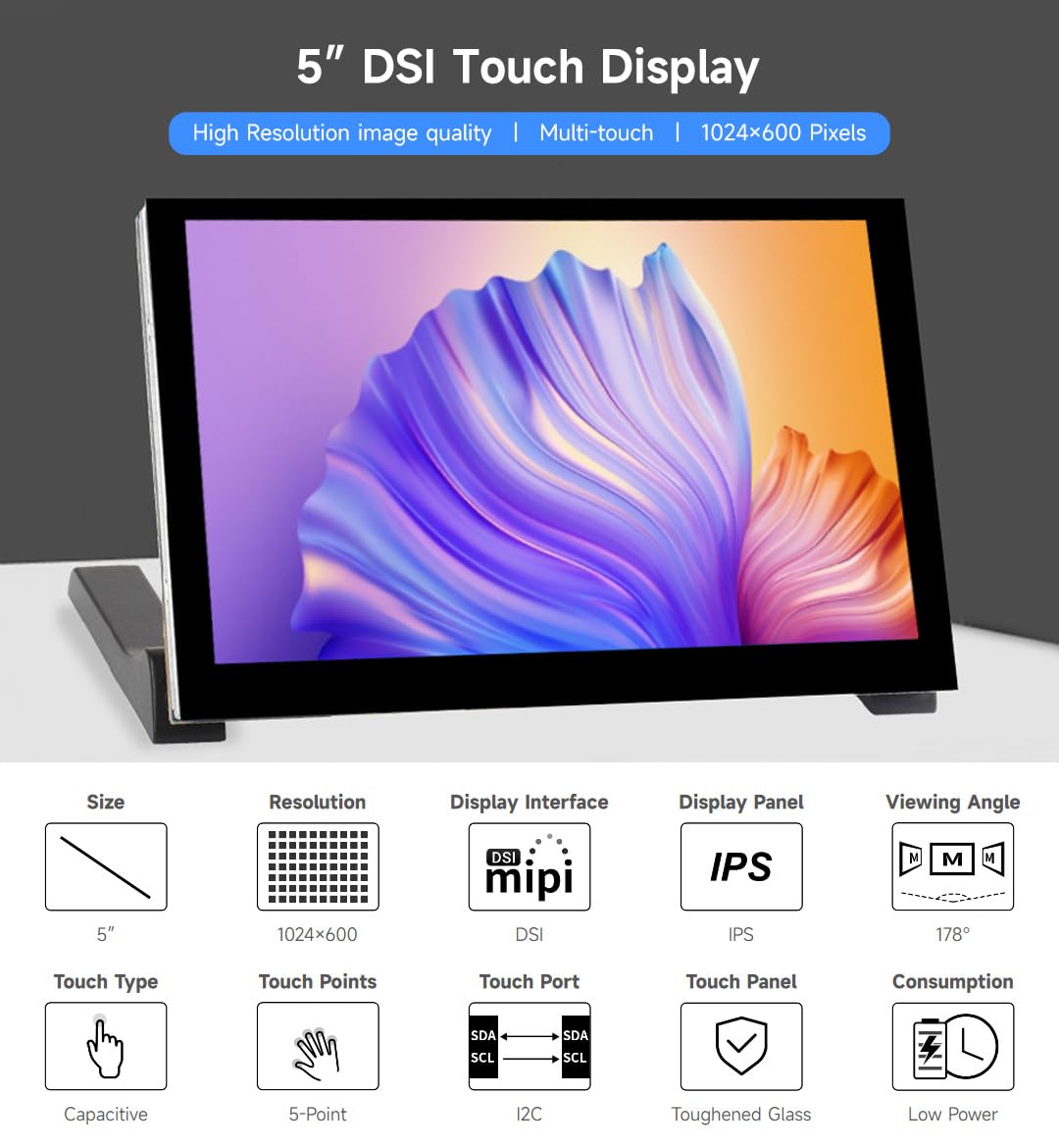 waveshare-5-zoll-capacitive-touch-display-mit-st-nder-1024x600-ips-dsi-f-r-raspb image 3