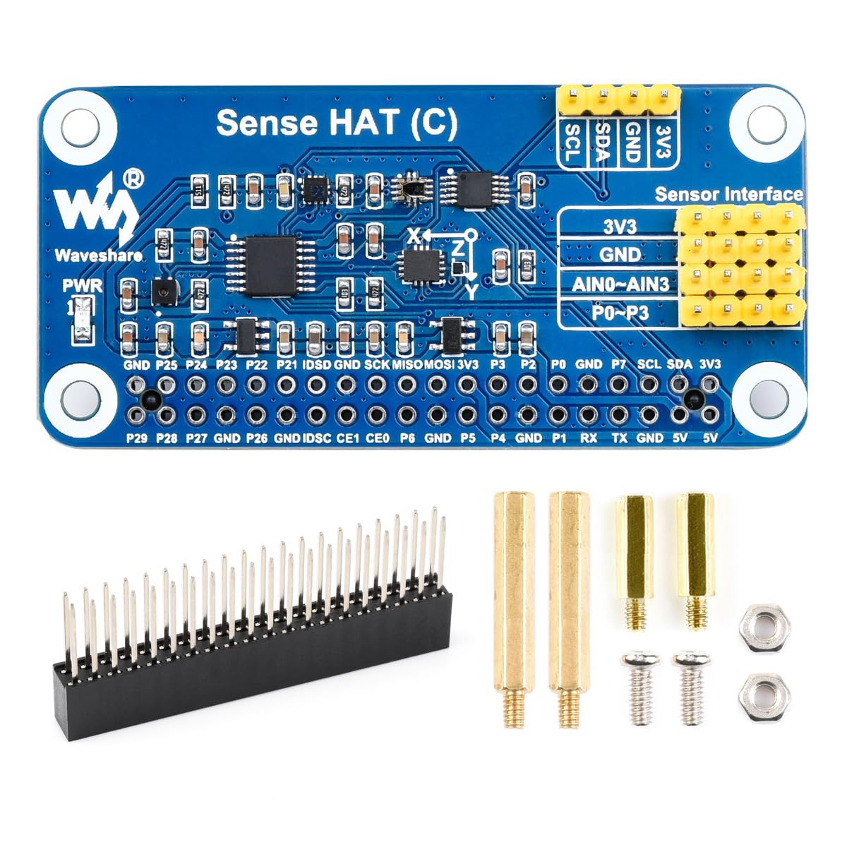 waveshare-sense-hat-c-f-r-raspberry-pi-mit-bewegung-umwelt-und-farbsensoren-adc- image 1