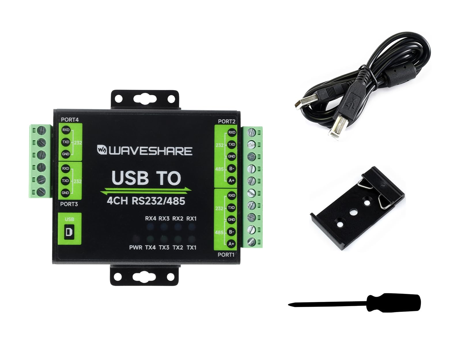 waveshare-industrieller-isolierter-usb-zu-rs232-485-konverter-ft4232hl-4-kanal image 1