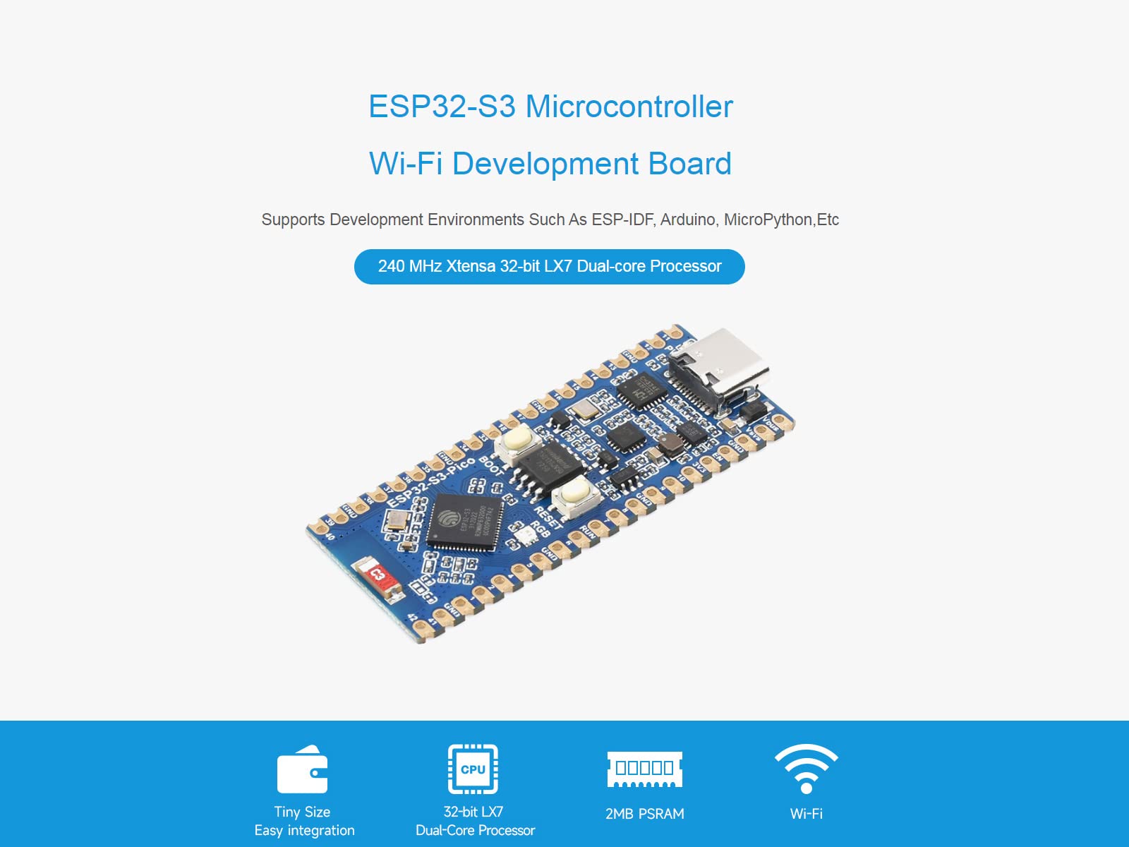 waveshare-esp32-s3-entwicklungsboard-2-4-ghz-wi-fi-bluetooth-le-mikrocontroller- image 3