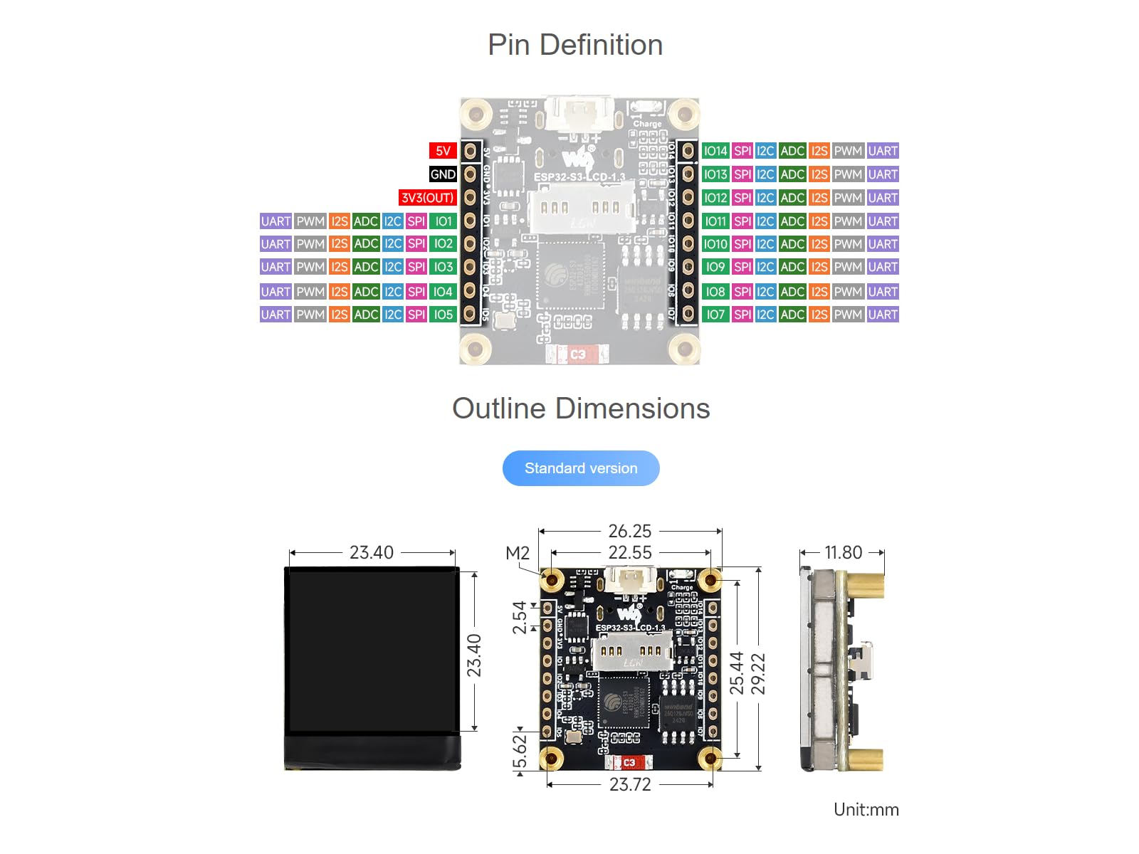waveshare-esp32-s3-1-3-zoll-display-board-240x240-lcd-6-achs-imu-wifi-bluetooth image 4