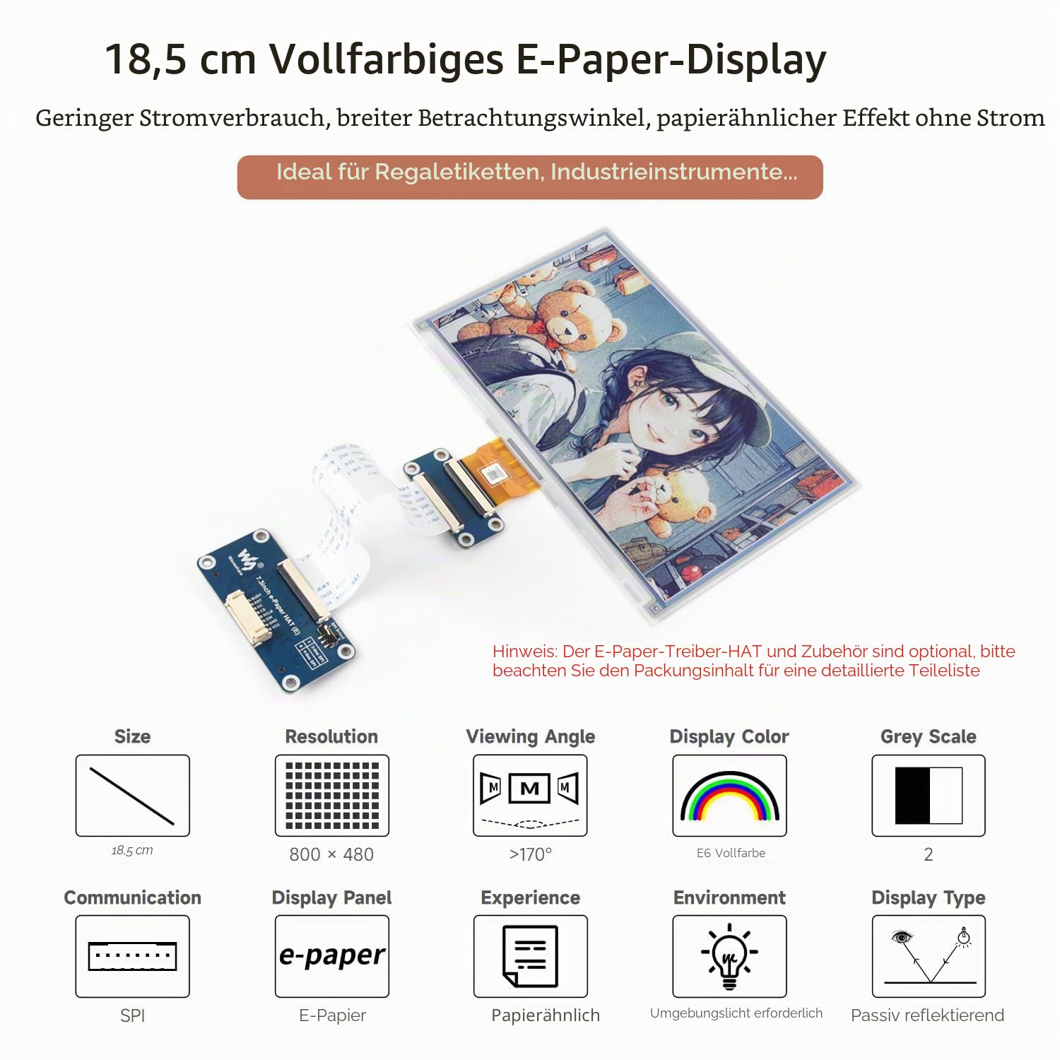 waveshare-7-3-zoll-6-farben-e-paper-display-e-800x480-spi-ohne-treiberboard image 3