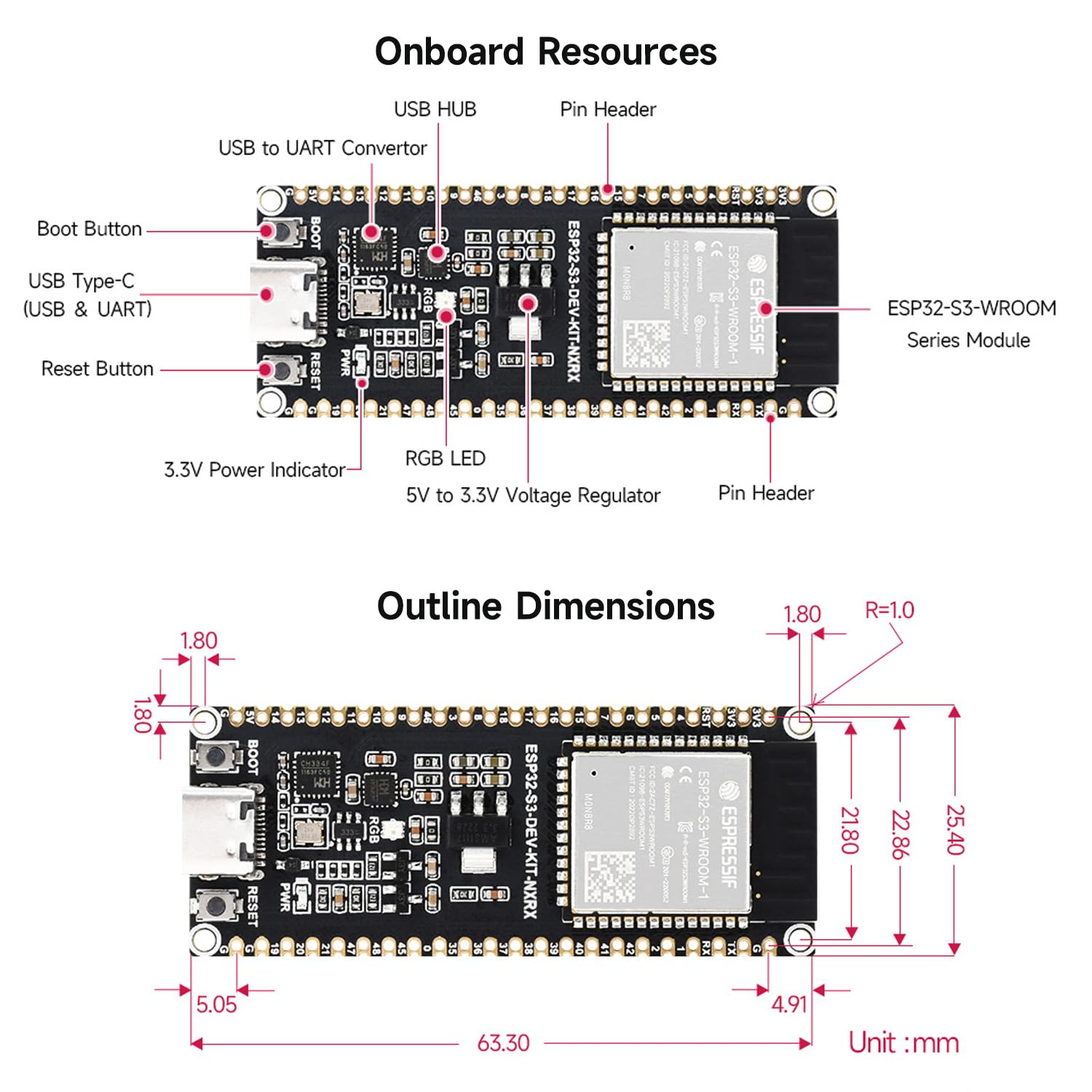 waveshare-esp32-s3-dev-kit-n8r8-microcontroller-entwicklungsboard-esp32-s3-wroom image 7