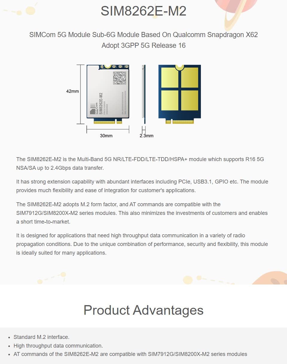 waveshare-simcom-5g-modul-sim8262e-m2-m-2-qualcomm-snapdragon-x62 image 3