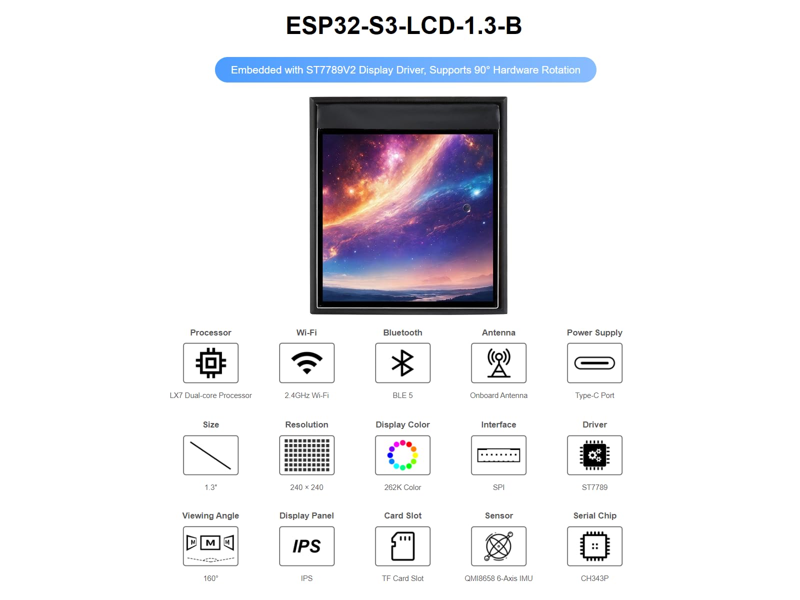 waveshare-esp32-s3-1-3-zoll-display-board-mit-geh-use-240x240-lcd-6-achs-imu image 2