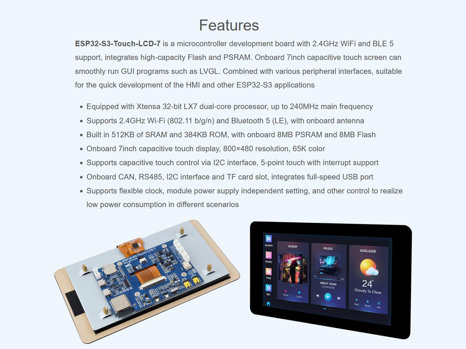 waveshare-esp32-s3-touch-lcd-7-entwicklungsboard-mit-7-zoll-touch-display image 3