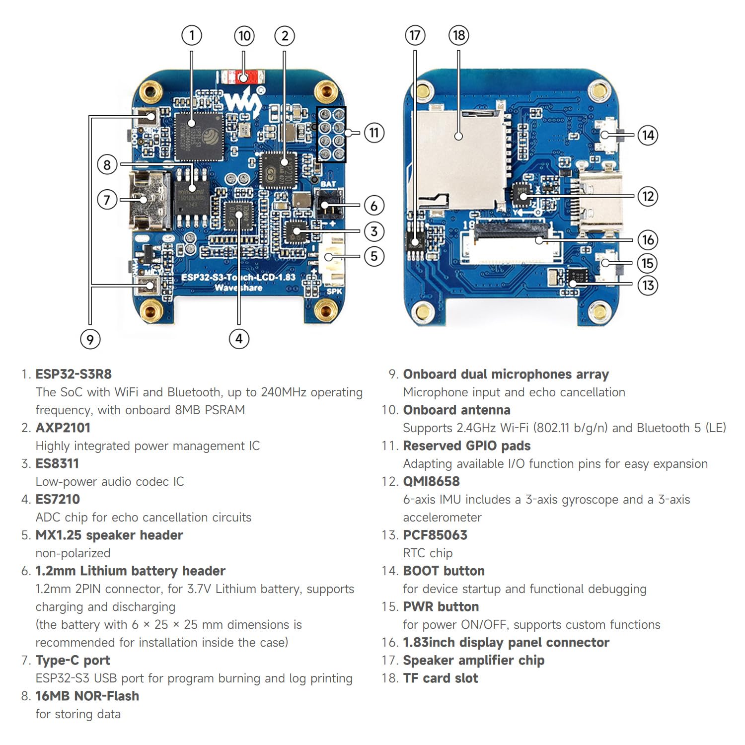waveshare-esp32-s3-1-83-zoll-touch-display-entwicklungsboard-mit-audio-codec image 7