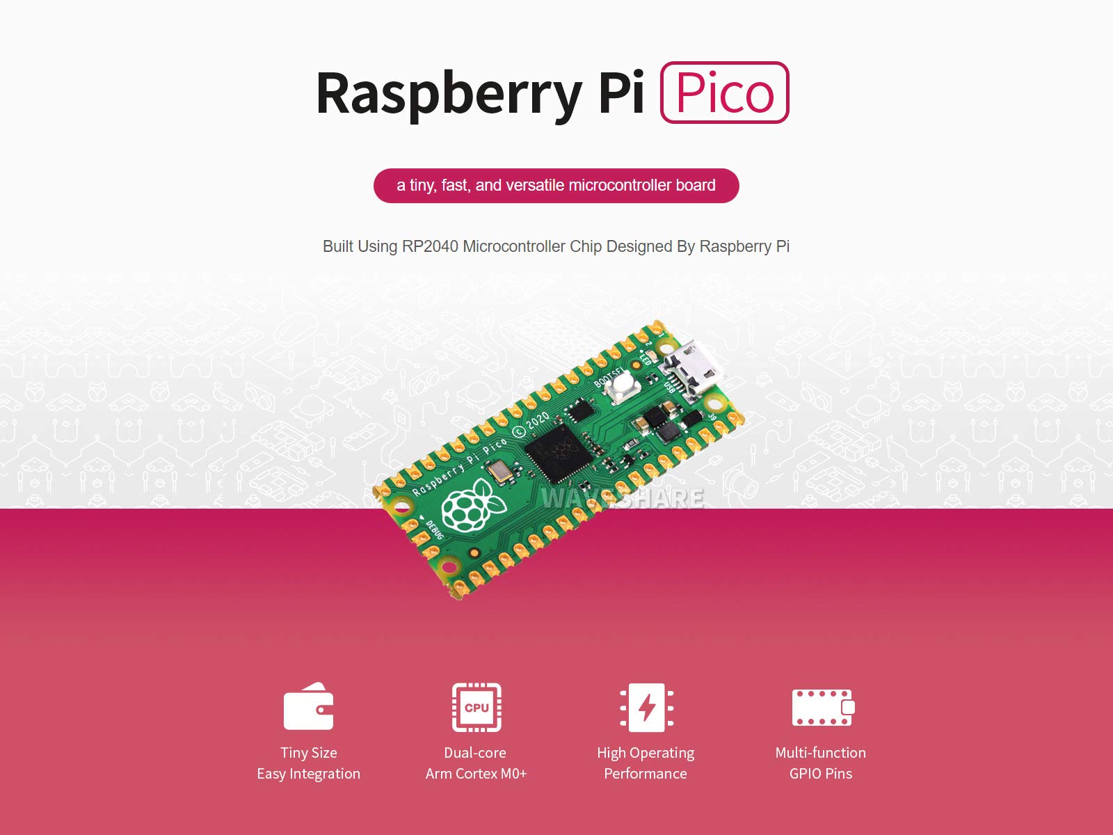 waveshare-raspberry-pi-pico-rp2040-mikrocontroller-board-mit-starter-kit-5-teile image 2