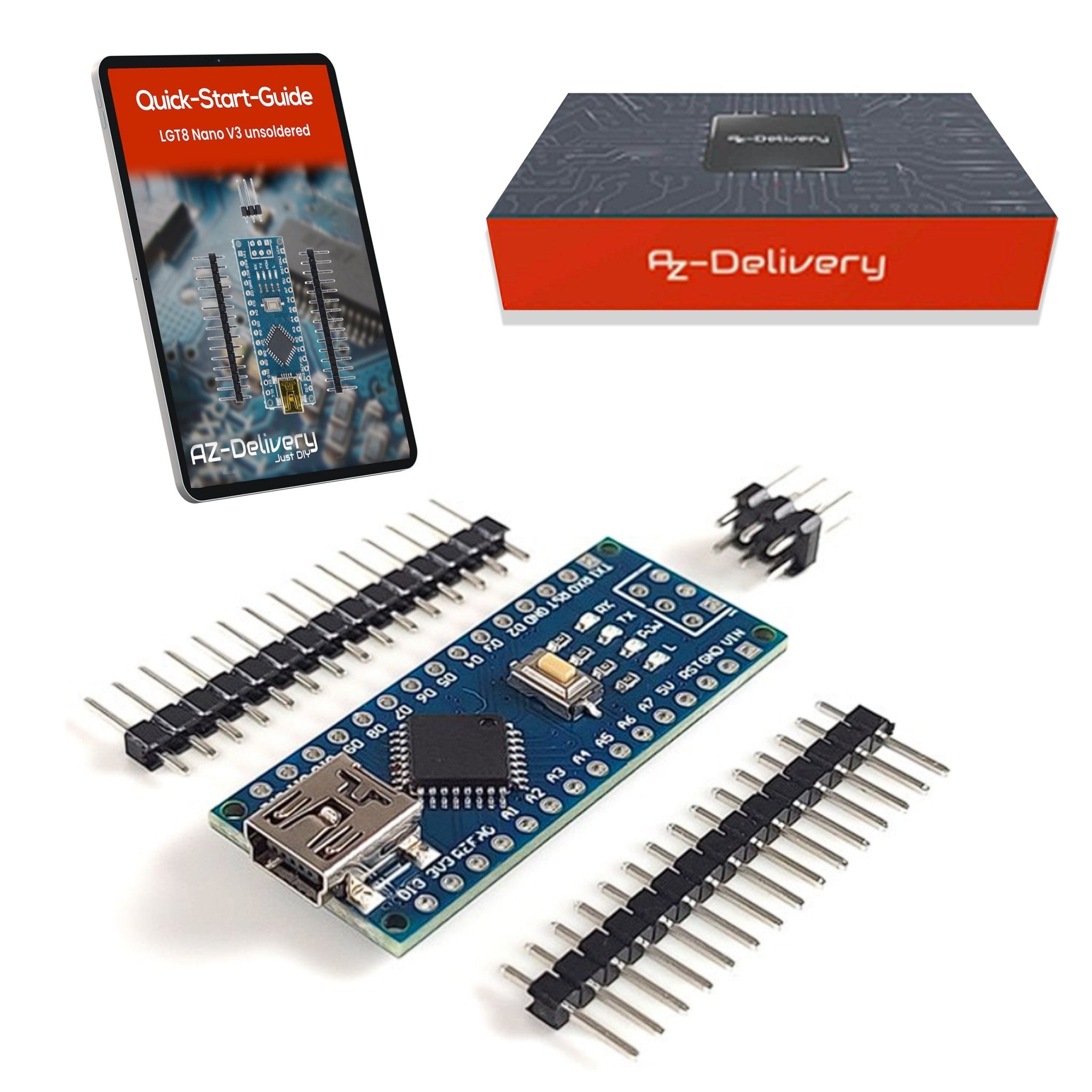 az-delivery-lgt8-nano-v3-mikrocontroller-board-mit-lgt8f328p-und-ch340-32-mhz image 1