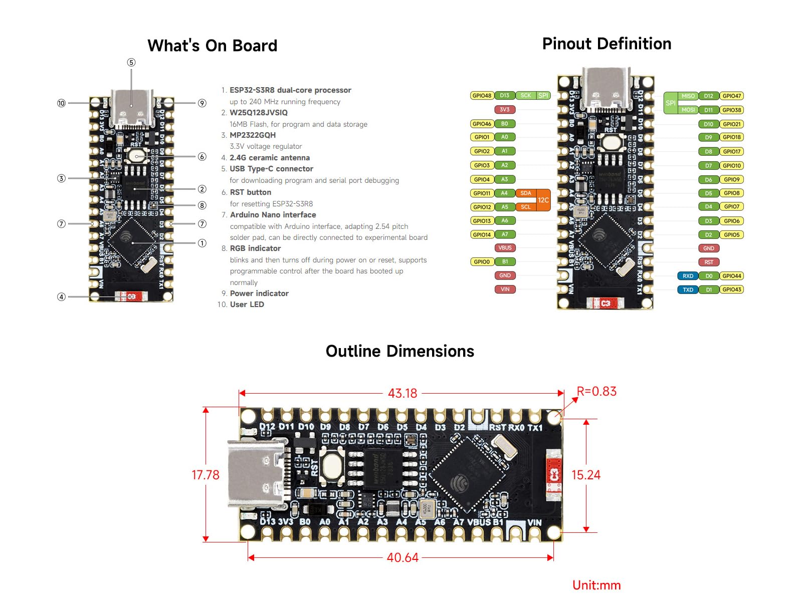 waveshare-esp32-s3-nano-mikrocontroller-entwicklungsboard-esp32-s3r8-mit-wifi-bl image 3