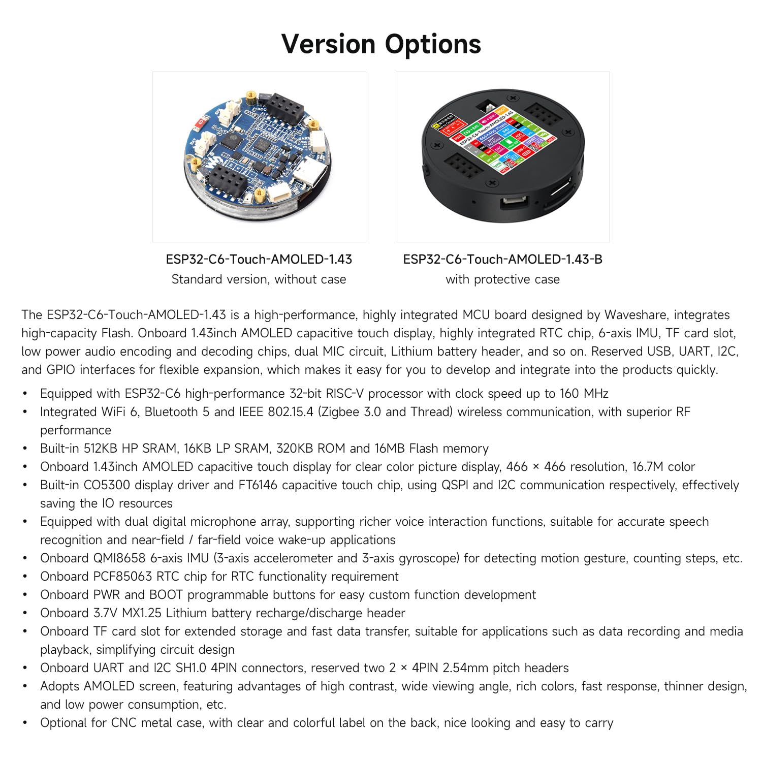 waveshare-esp32-c6-1-43-zoll-amoled-round-touch-display-entwicklungsboard-mit-ge image 4