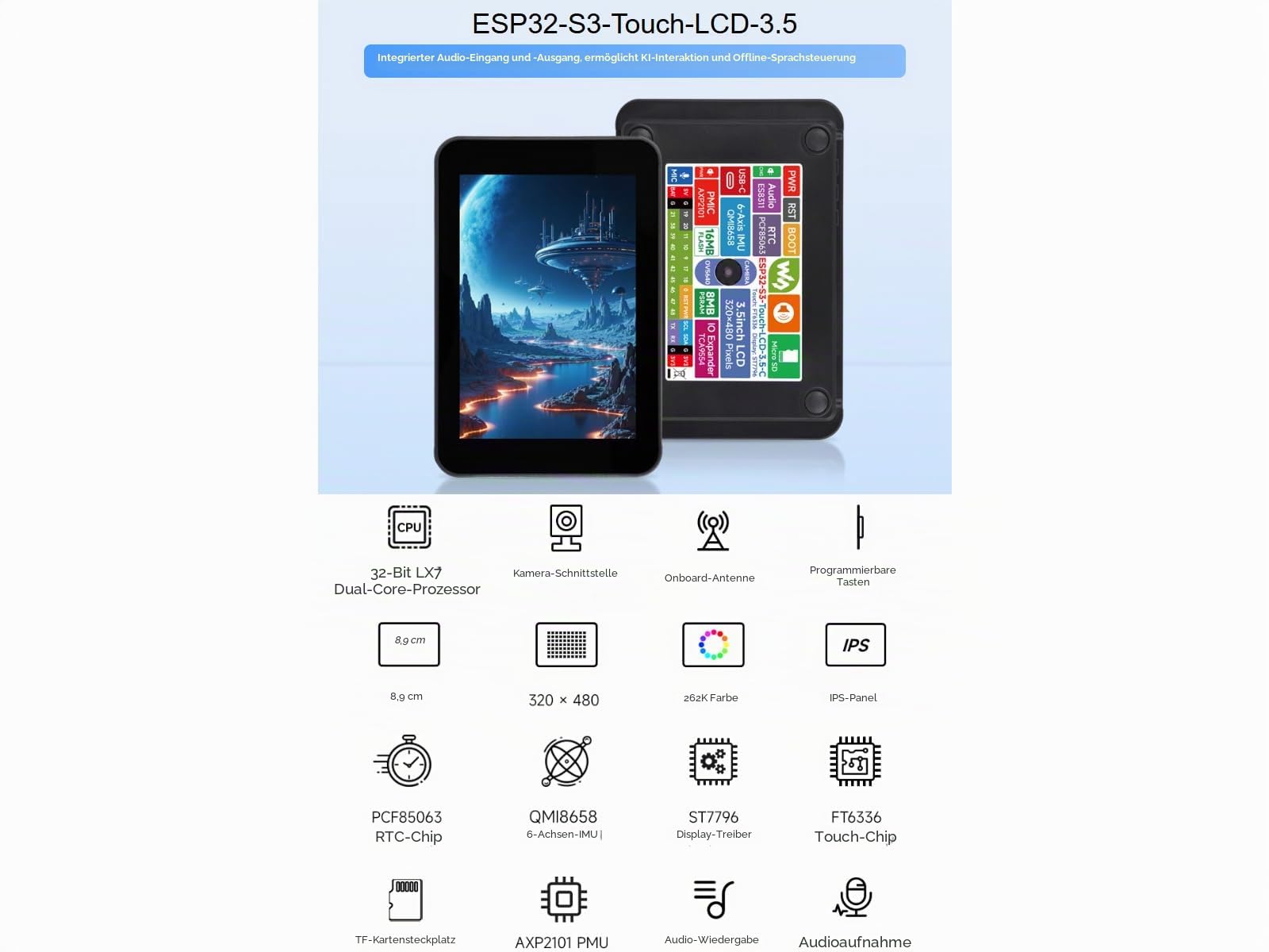 waveshare-esp32-s3-3-5-zoll-kapazitives-touch-display-entwicklungsboard image 2