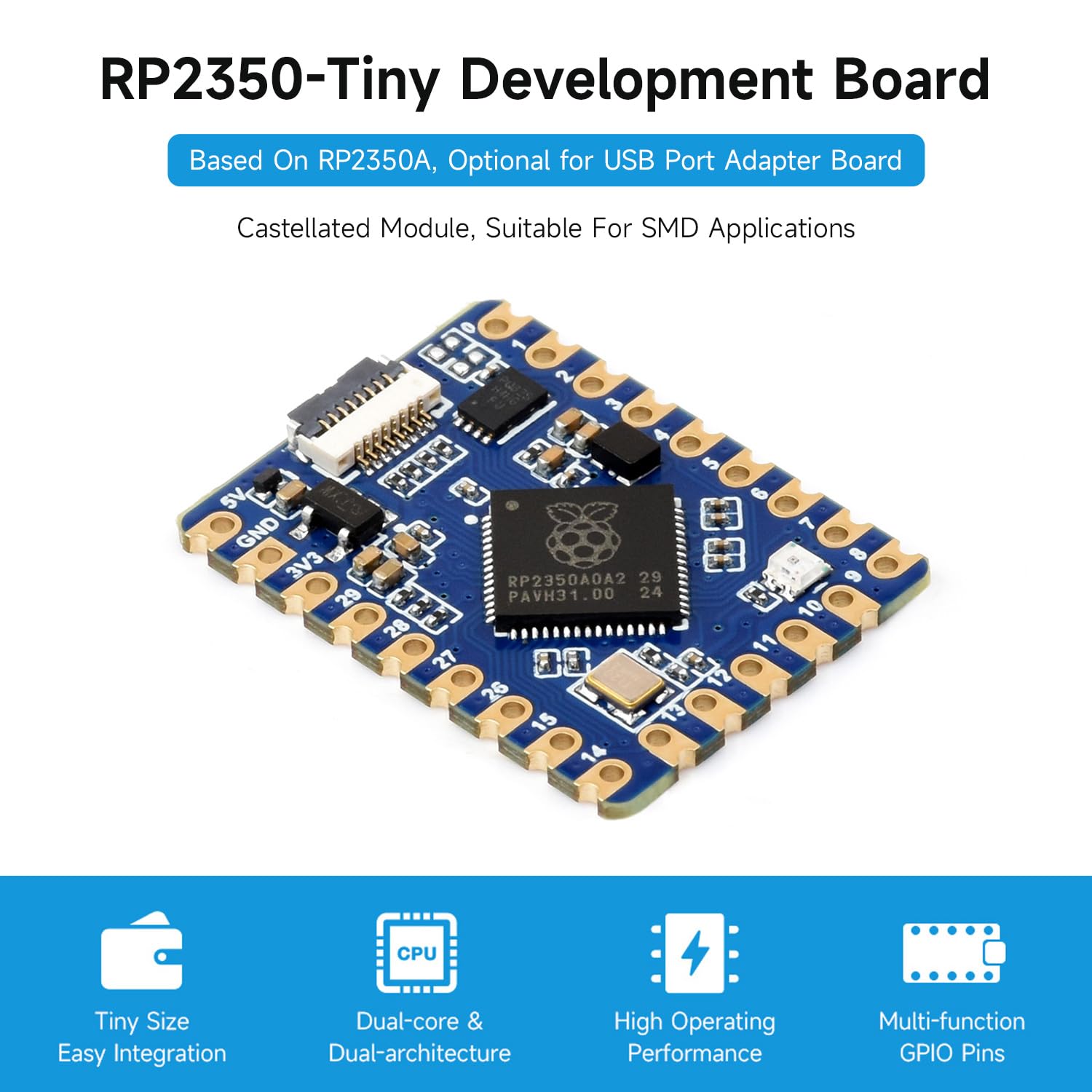 waveshare-rp2350-tiny-mikro-entwicklungsboard-rp2350a-dual-core-mit-split-usb-ad image 3