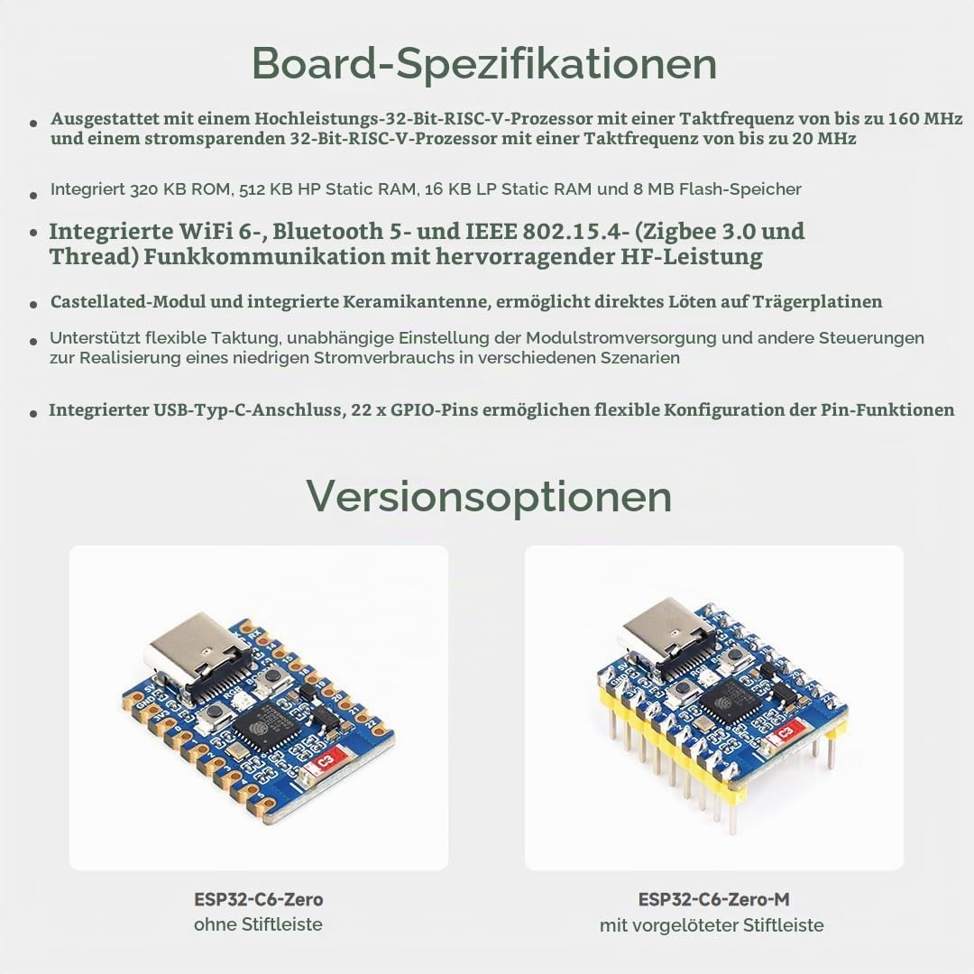 waveshare-esp32-c6-mini-entwicklungsboard-mit-header-wifi-6-bt5 image 4