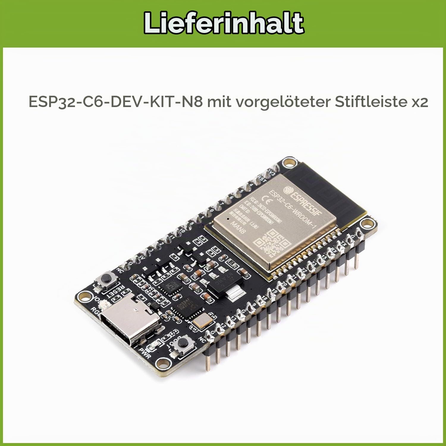 waveshare-esp32-c6-mikrocontroller-entwicklungsboard-wifi-6-2-st-ck-mit-pinheade image 2