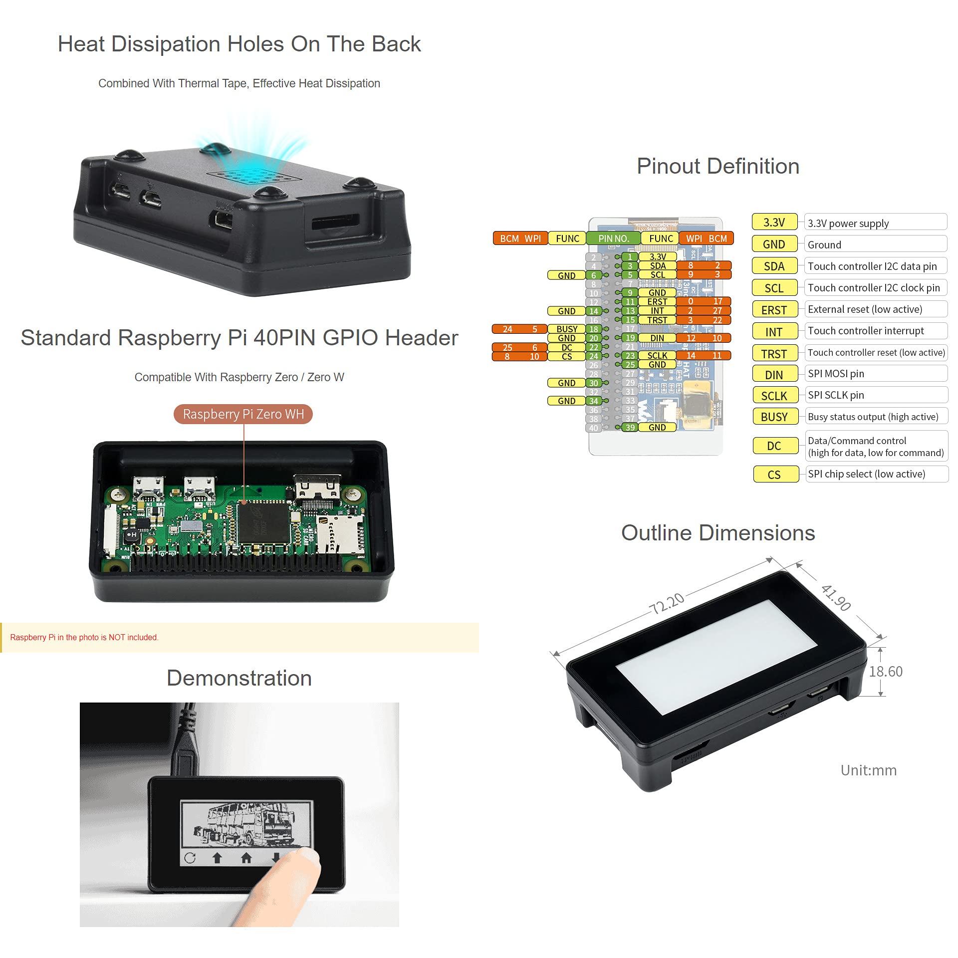 waveshare-2-13-zoll-touch-e-paper-hat-250x122-f-r-raspberry-pi image 5