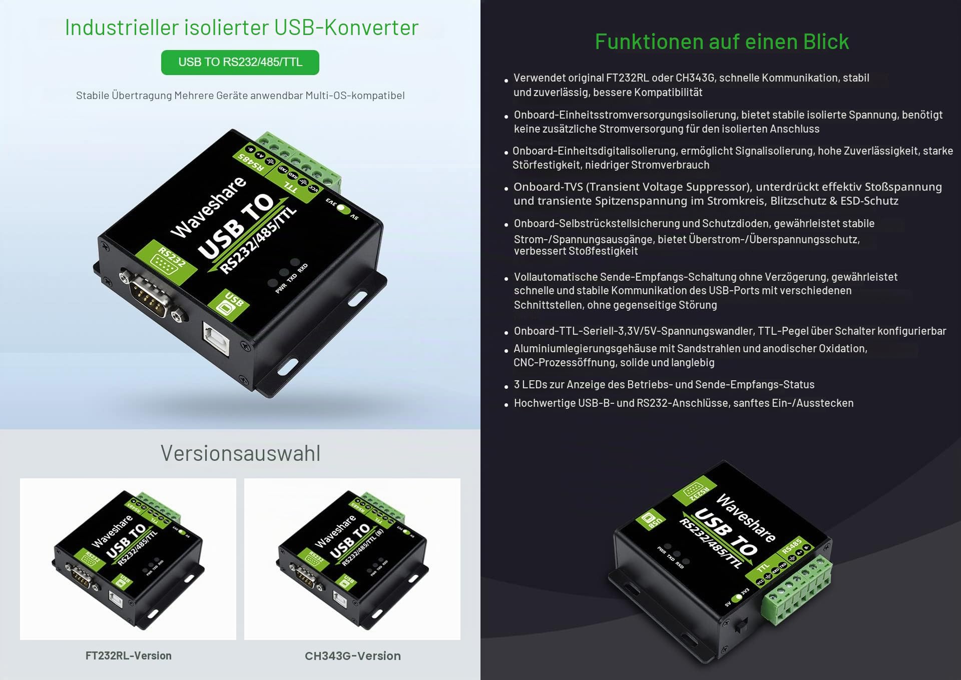 waveshare-ch343g-usb-zu-rs232-485-ttl-industrie-isolator-konverter-aluminiumgeh- image 3