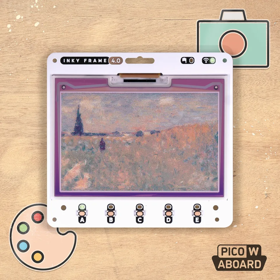 pimoroni-inky-frame-4-0-zoll-e-ink-bilderrahmen-mit-pico-w image 1