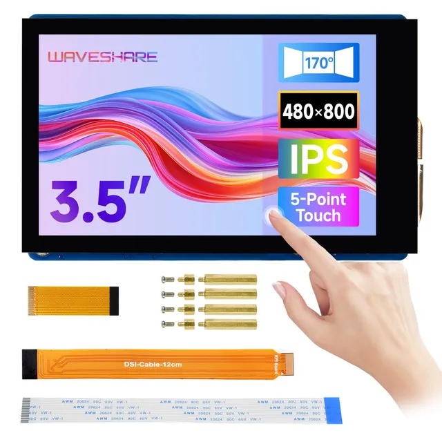 waveshare-3-5-zoll-dsi-kapazitives-touchdisplay-480x800-ips-f-r-raspberry-pi image 1