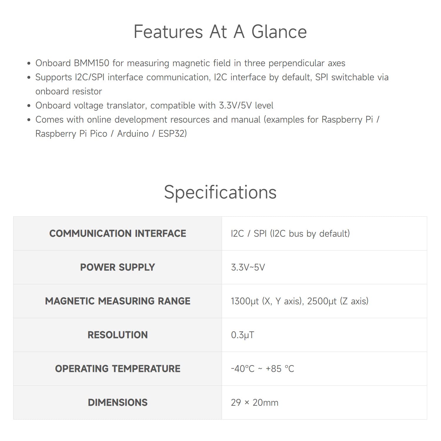 waveshare-bmm150-3-achsen-geomagnetik-sensor-digitaler-kompass-magnetfeld-sensor image 5