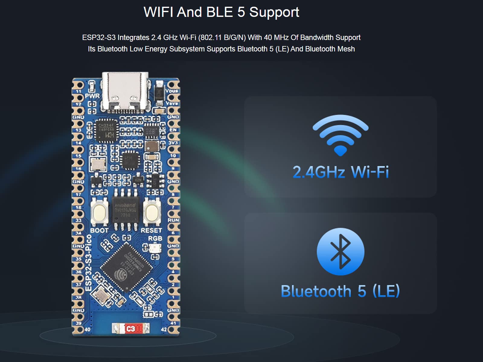 waveshare-esp32-s3-entwicklungsboard-2-4-ghz-wi-fi-bluetooth-le-mikrocontroller- image 5