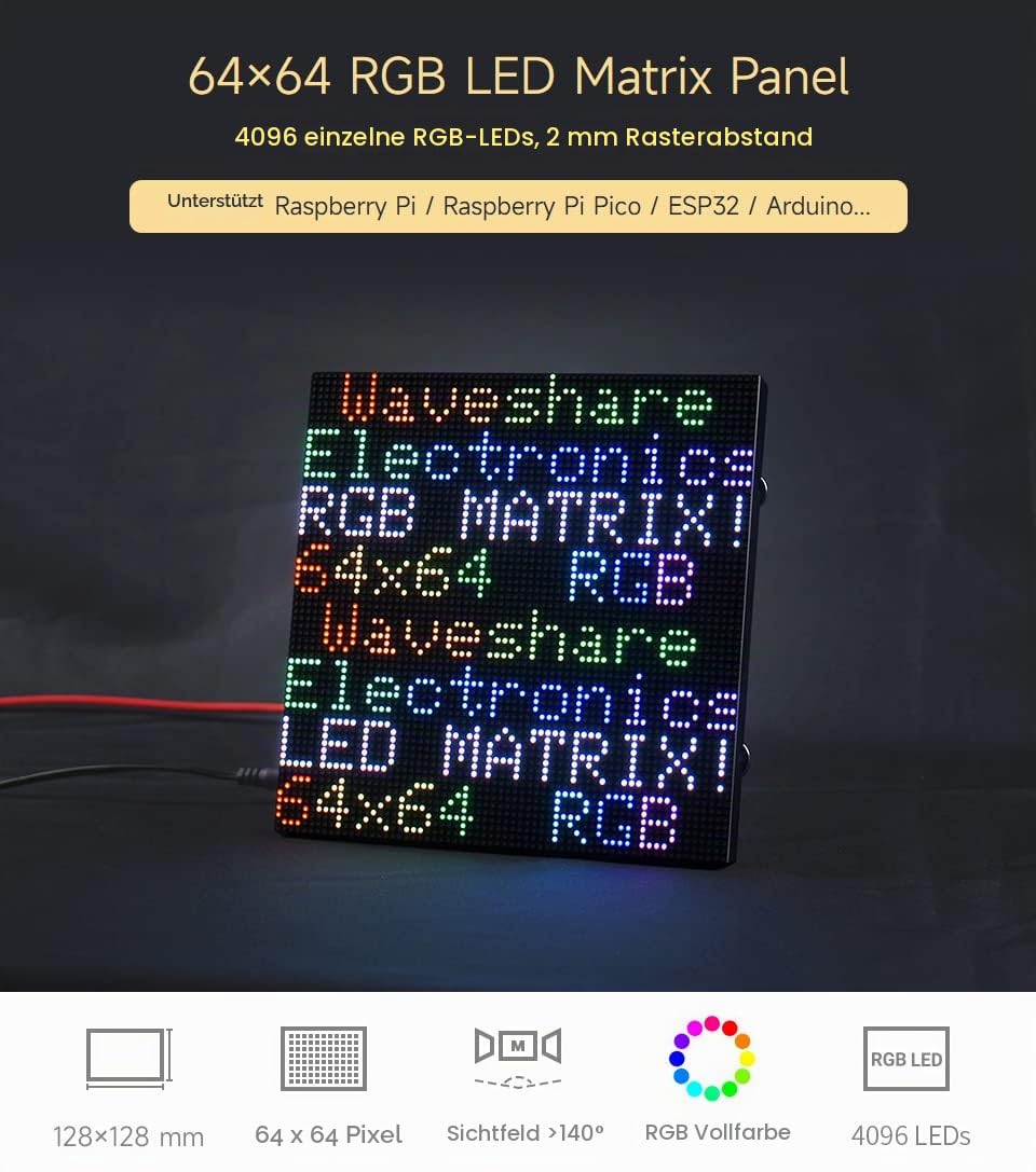 waveshare-rgb-led-matrix-panel-64x64-2mm-pitch-hub75-f-r-pi-esp32-arduino image 3
