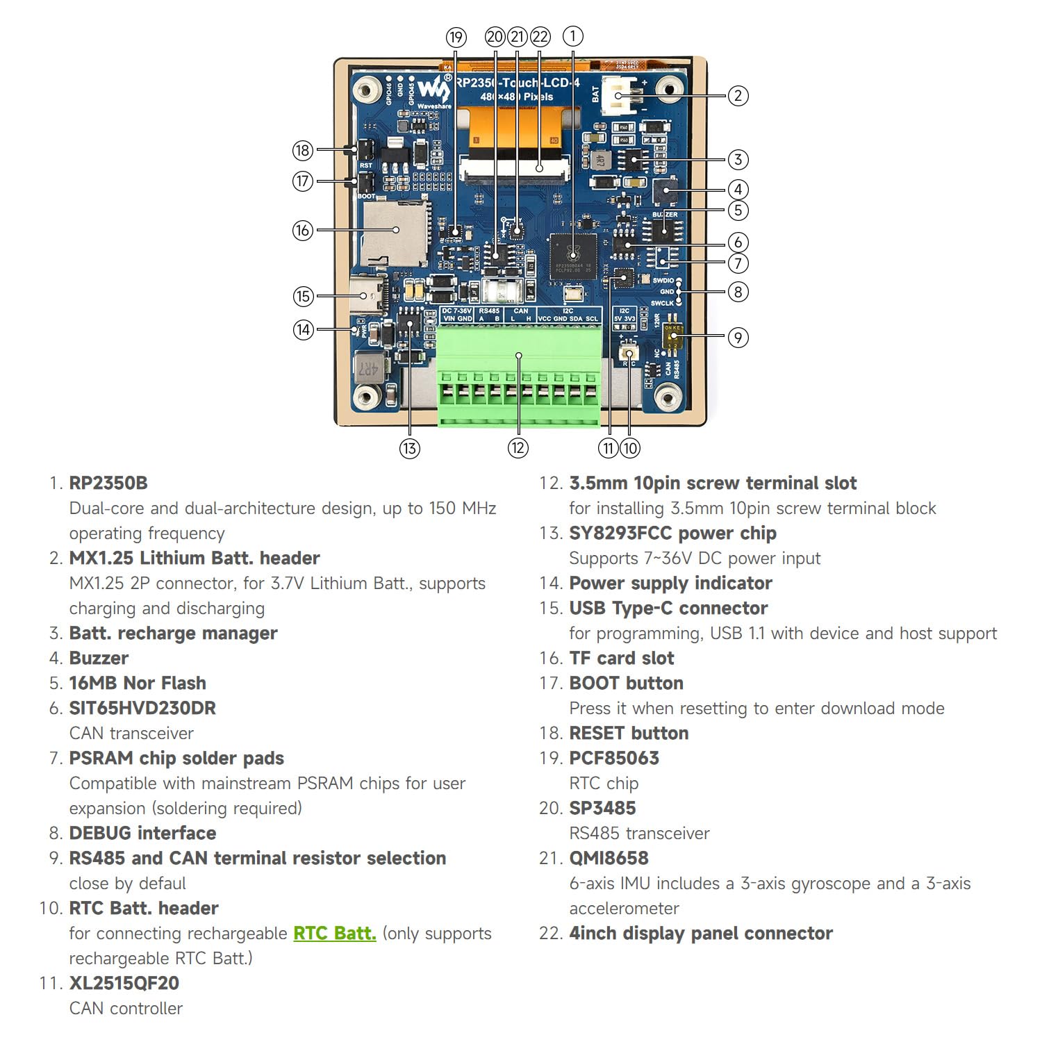 waveshare-rp2350-4-zoll-display-entwicklungsboard-480x480-ips-panel-65k-farben-o image 7