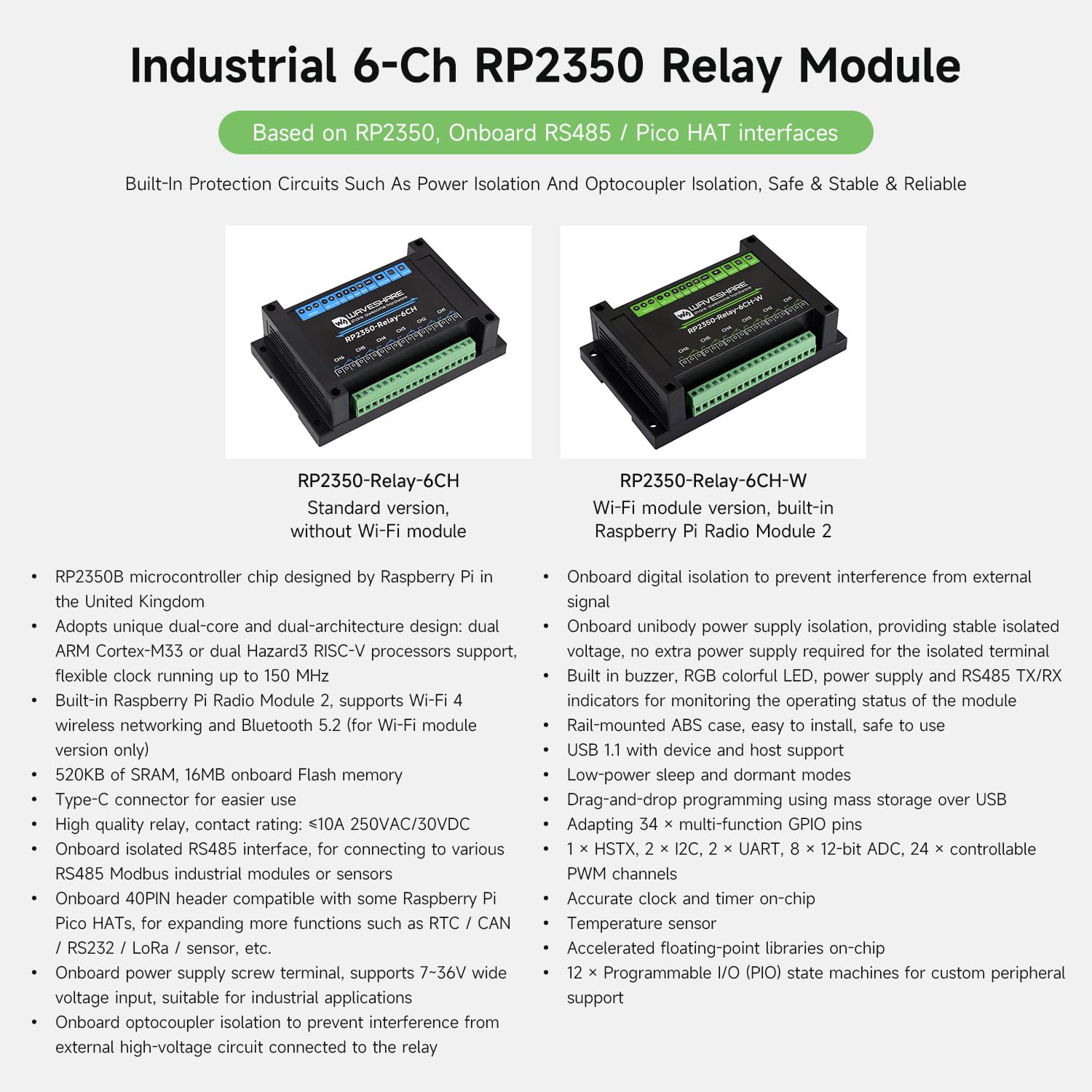waveshare-industrial-6-kanal-rp2350-relais-modul-mit-wi-fi-im-hutschienen-geh-us image 3