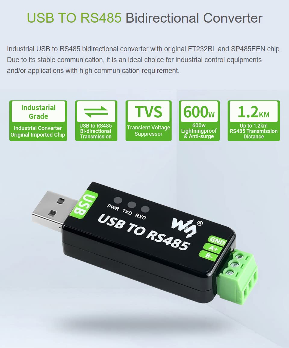 waveshare-industrial-usb-zu-rs485-konverter-mit-ft232rnl-und-sp485een-automatisc image 3