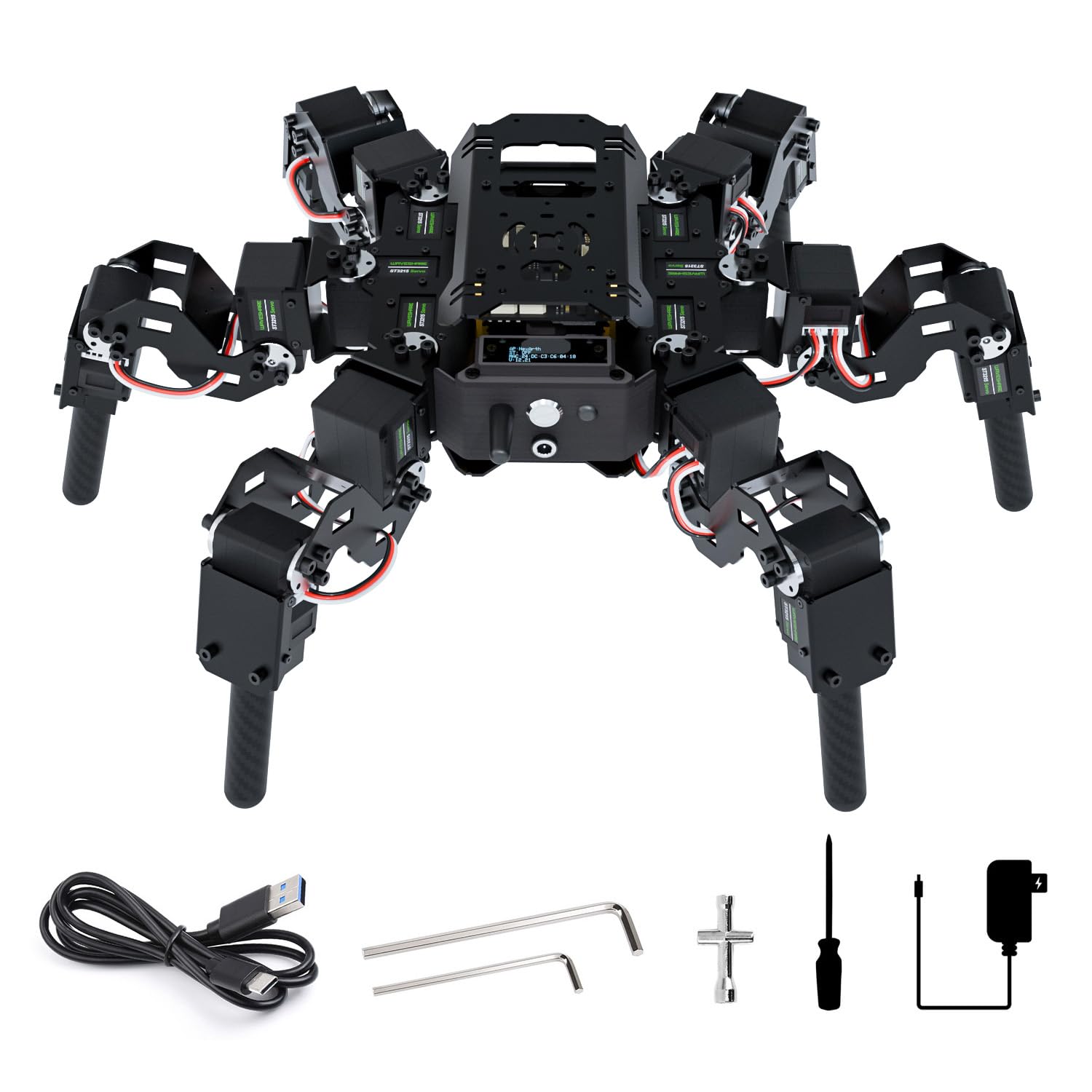 waveshare-18-dof-hexapod-bionischer-laufroboter-bausatz-open-source-esp32-stem-l image 1