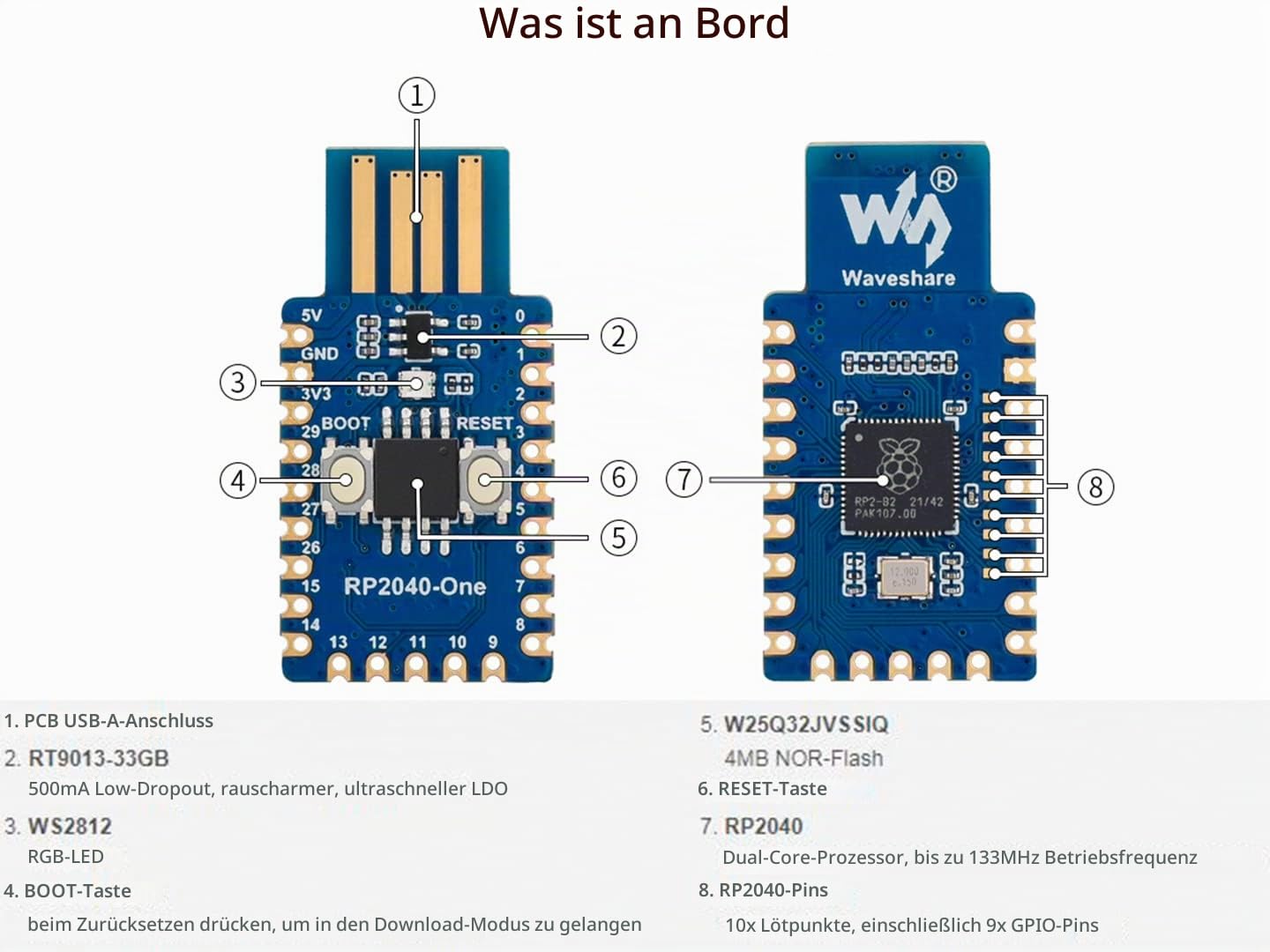 waveshare-rp2040-one-4mb-flash-mcu-board-mit-usb-a-pico-like image 6