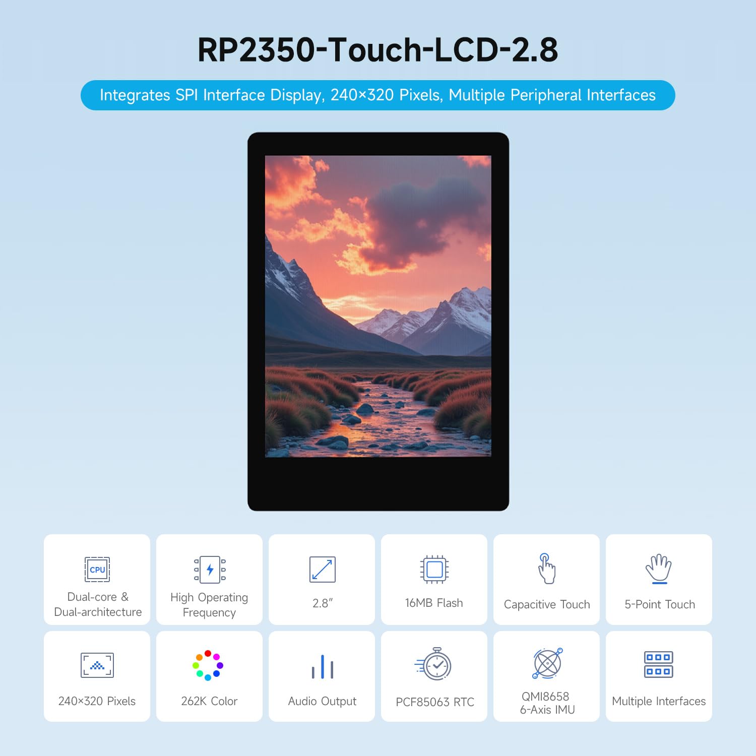 waveshare-rp2350-touch-lcd-2-8-entwicklungsboard-2-8-zoll-ips-touch-240x320-mit- image 3