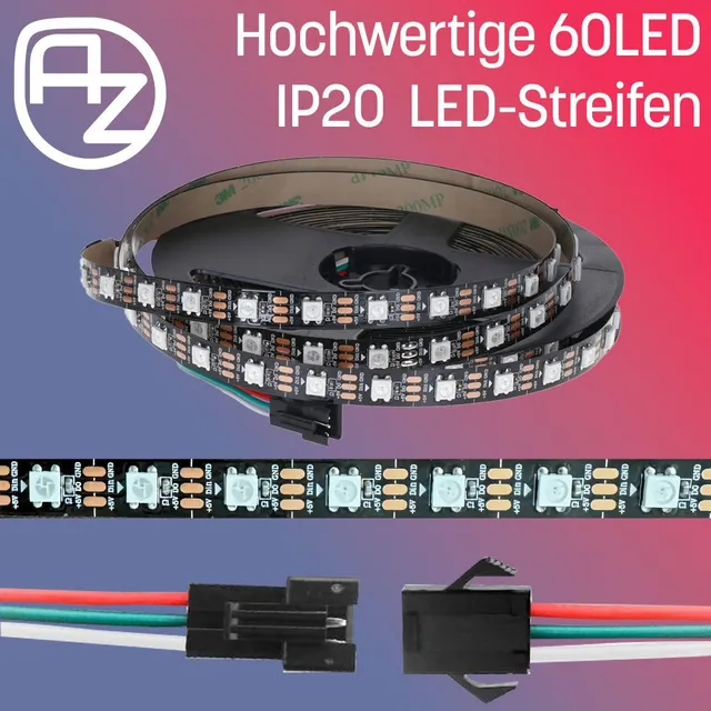 az-delivery-ws2812b-led-strip-60-leds-m-rgb-adressierbar-5050-smd-ip20-schwarz image 1