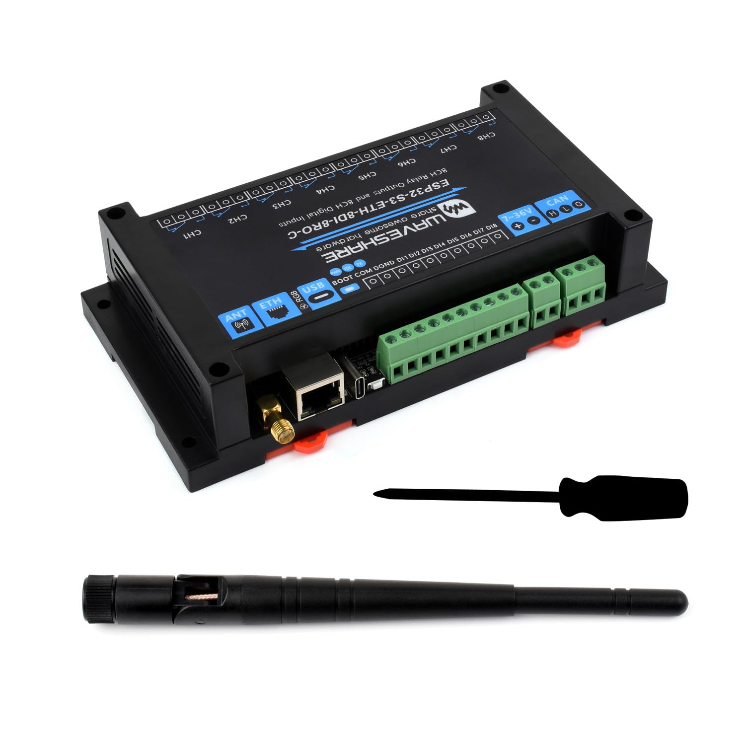 waveshare-esp32-s3-eth-8di-8ro-c-industrielles-8-kanal-wlan-relaismodul-mit-ethe image 1