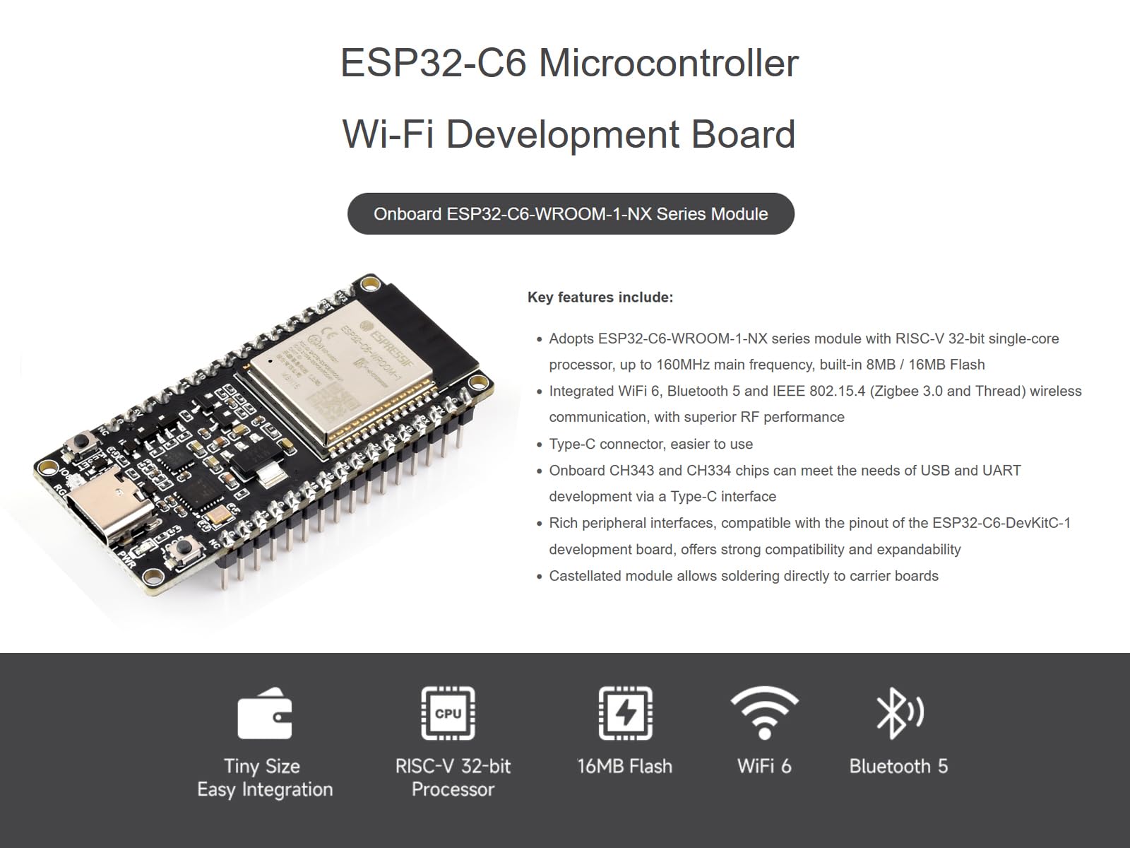 waveshare-esp32-c6-dev-kit-n16-risc-v-mikrocontroller-entwicklungsboard-mit-pinh image 2