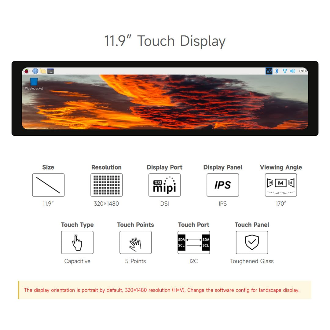 waveshare-11-9-zoll-ips-touch-display-320x1480-dsi-f-r-raspberry-pi-4b-3b-kapazi image 3