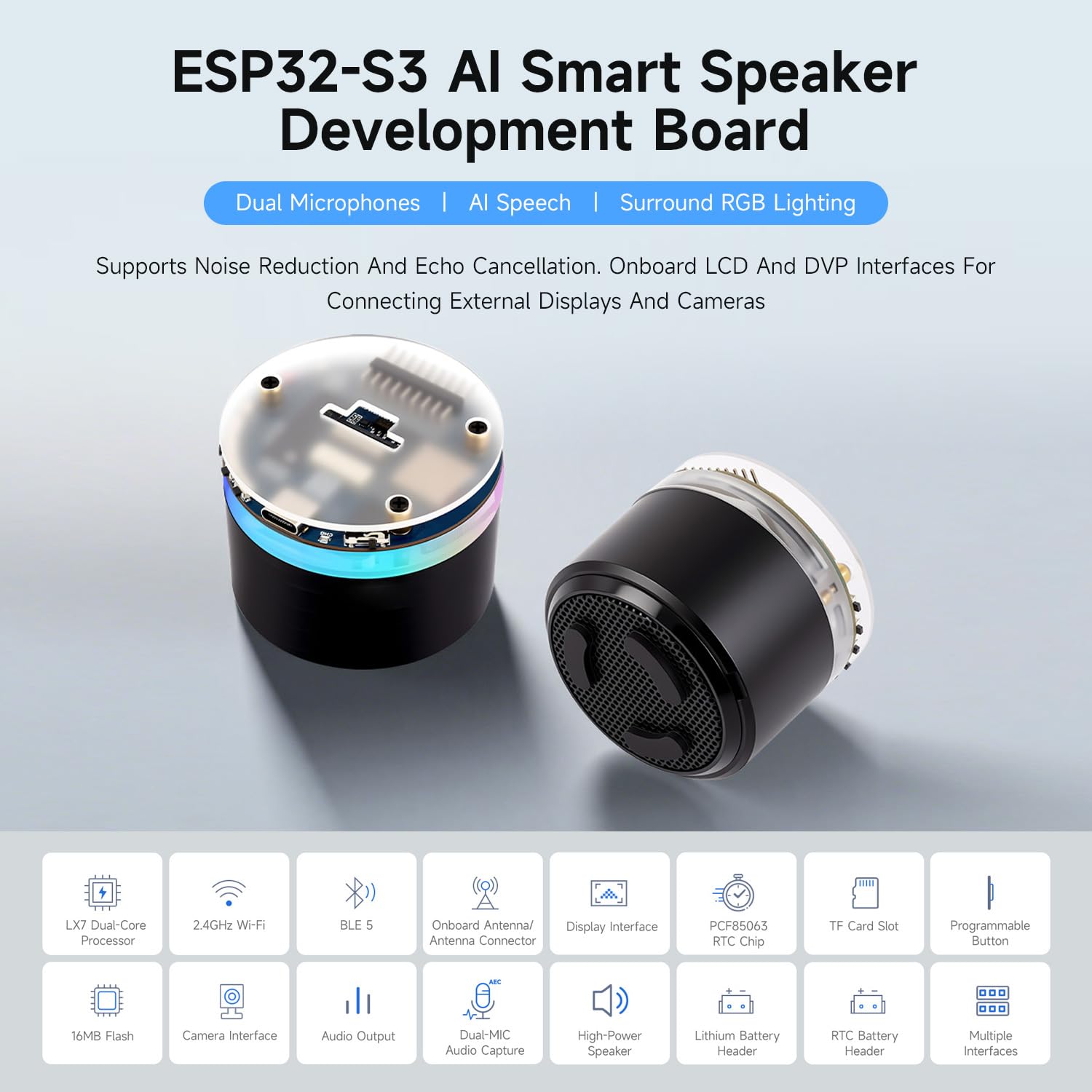 waveshare-esp32-s3-ai-smart-speaker-entwicklungsboard-dual-mikrofon-audio-board image 3