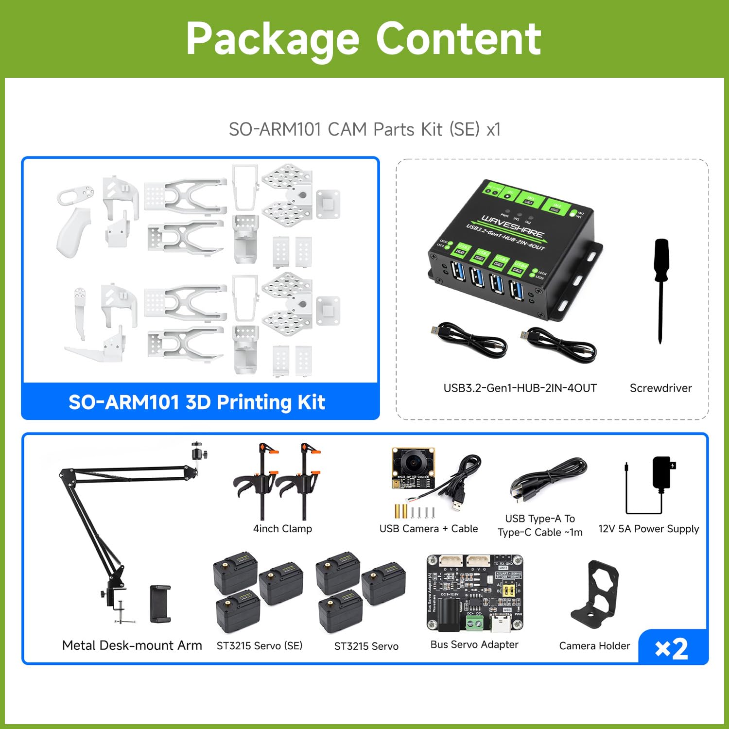 waveshare-so-arm101-6-achs-roboterarm-open-source-cam-kit-se-lerobot-bus-servo image 2
